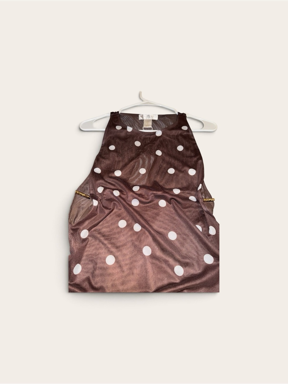 Caroline Constas Sheer Mesh Polka Dot Maxi Dress Gold Hardware (Callout shown) - Picture 6 of 9